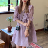 パープルフリルワンピース