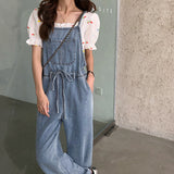 リボンウエストデニムオーバーオール