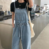 リボンウエストデニムオーバーオール