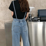 リボンウエストデニムオーバーオール