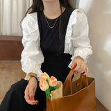 フリルパフスリーブロングワンピース