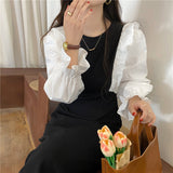 フリルパフスリーブロングワンピース