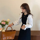 フリルパフスリーブロングワンピース