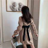 バックリボンビスチェ付きシャツワンピース