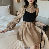 バックリボンビスチェ付きシャツワンピース