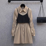 バックリボンビスチェ付きシャツワンピース