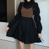 バックリボンビスチェ付きシャツワンピース