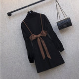 バックリボンビスチェ付きシャツワンピース