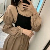 バックリボンビスチェ付きシャツワンピース