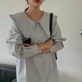 フリルカラーストレートミニワンピース