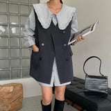 フリルカラーストレートミニワンピース