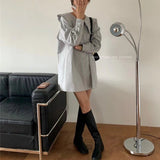 フリルカラーストレートミニワンピース