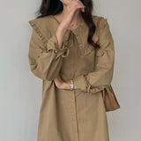 フリルカラーストレートミニワンピース