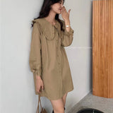 フリルカラーストレートミニワンピース