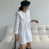 フリルカラーストレートミニワンピース