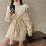 ストラップレスハイネックセーターワンピース