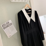 バイカラータックワンピース