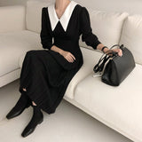 バイカラータックワンピース