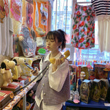 チェックベスト&フリンジスカート&ブラウスセットアップ