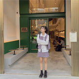 チェックベスト&フリンジスカート&ブラウスセットアップ