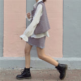 チェックベスト&フリンジスカート&ブラウスセットアップ