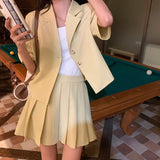 半袖ジャケット&プリーツスカートセットアップ