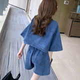 半袖デニムジャケット&ショートパンツセットアップ