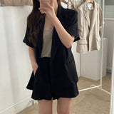 麻ライク半袖ジャケットセットアップ