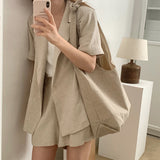 麻ライク半袖ジャケットセットアップ