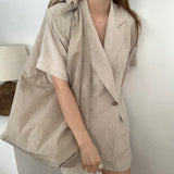 麻ライク半袖ジャケットセットアップ