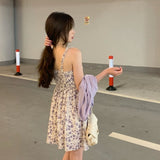 カーディガン付きパープルキャミワンピース