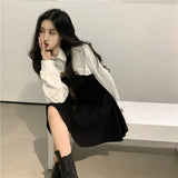 ボレロ風フリルブラウス&ブラックキャミワンピース