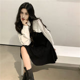 ボレロ風フリルブラウス&ブラックキャミワンピース