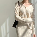 ケーブル編みニットセットアップ