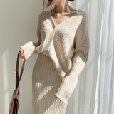 ケーブル編みニットセットアップ