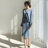 ケーブル編みニットセットアップ