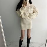 ハイネックニットツーピースセット