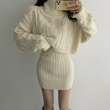 ハイネックニットツーピースセット