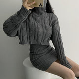 ハイネックニットツーピースセット