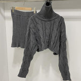 ハイネックニットツーピースセット