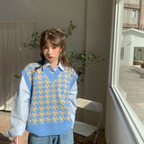 千鳥柄Vネックニットベスト