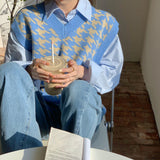 千鳥柄Vネックニットベスト