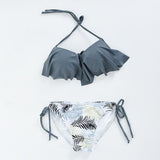 リーフ柄ビキニ3点セット水着