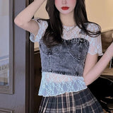 デニムデザインビスチェ(レースインナー付き)