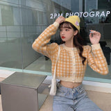 クロップドチェックカーディガン