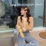 クロップドチェックカーディガン