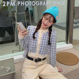 クロップドチェックカーディガン