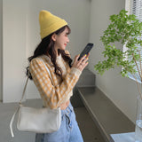 クロップドチェックカーディガン