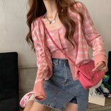 チェックカーディガン&タンク