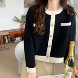 バイカラーショート丈カーディガン